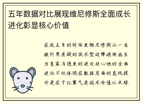 五年数据对比展现维尼修斯全面成长进化彰显核心价值 五年数据对比展现维尼修斯全面成长进化彰显核心价值